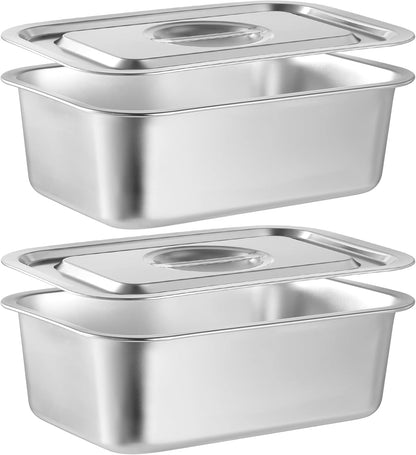 Skiennix 4-Inch Extra Deep Lasagna Baking Pan - Durable 304 Stainless Steel with Lid | 8.7x12.6 Inch Silver
