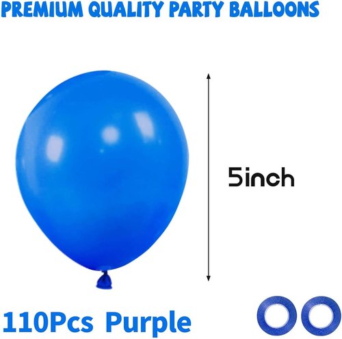 Blue Balloons - 110 Pcs Mini 5-Inch Thick Latex Balloons for Birthday & Baby Shower Decorations