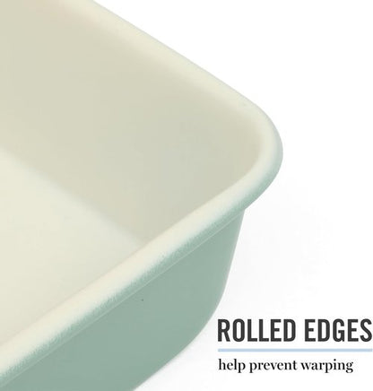 Martha Stewart Gallen Nonstick Carbon Steel Baking Pan - 13 x 9 Inch, Teal, Durable Bakeware for Easy Release