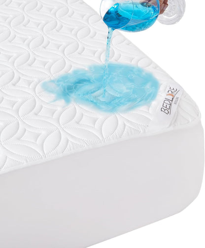 BEDLORE Waterproof Mattress Protector - California King Size, Noiseless & Breathable Cover | Washable, Deep Pocket (White)