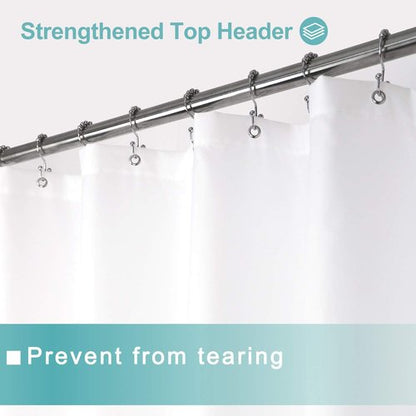 Mrs Awesome Waterproof Fabric Shower Curtain Liner, Suction Cups Included, Machine Washable Cloth Shower Curtain for Bathroom, 72 x 72 inch, White