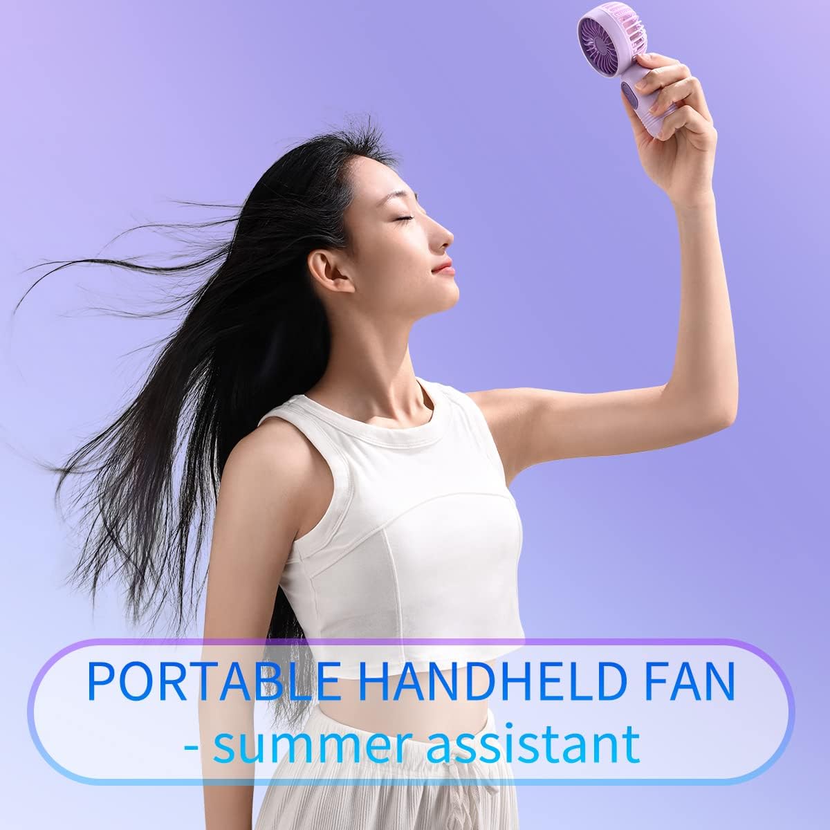 Skiennix Mini Portable Fan - Lightweight Handheld Battery Operated Fan with 3 Speeds | USB Rechargeable, 2 Pack