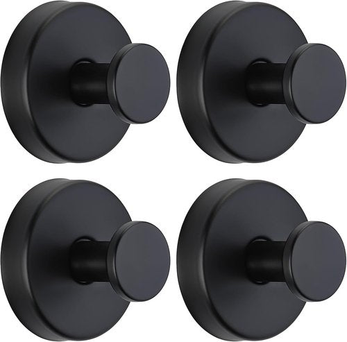 Matte Black Suction Cup Hooks by [Brand Name] - No-Drill Bathroom & Kitchen Towel Holders | 4-Pack for Smooth Surfaces