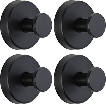 Matte Black Suction Cup Hooks by [Brand Name] - No-Drill Bathroom & Kitchen Towel Holders | 4-Pack for Smooth Surfaces
