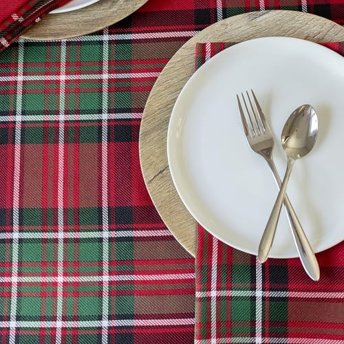 Holiday Plaid Tablecloth Red 60x84 Inches Rectangular - Festive Table Decor