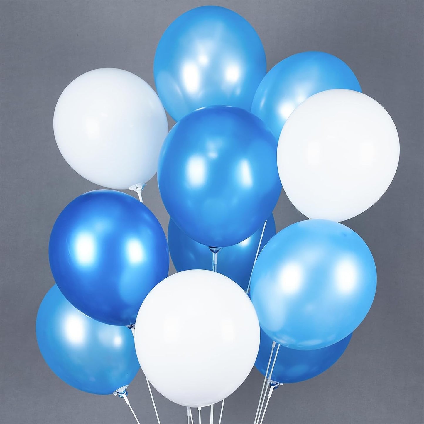 PartyWoo 100pcs Blue & White Balloons - 12 Inch Pearl Light Baby Pastel Sky Blue & Matte White for Graduation, Baby Shower & Birthday Celebrations