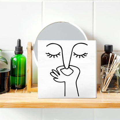 Skiennix Bathroom Decor - Humorous Wooden Box Sign for Guest Restrooms | 5 x 5 Inches