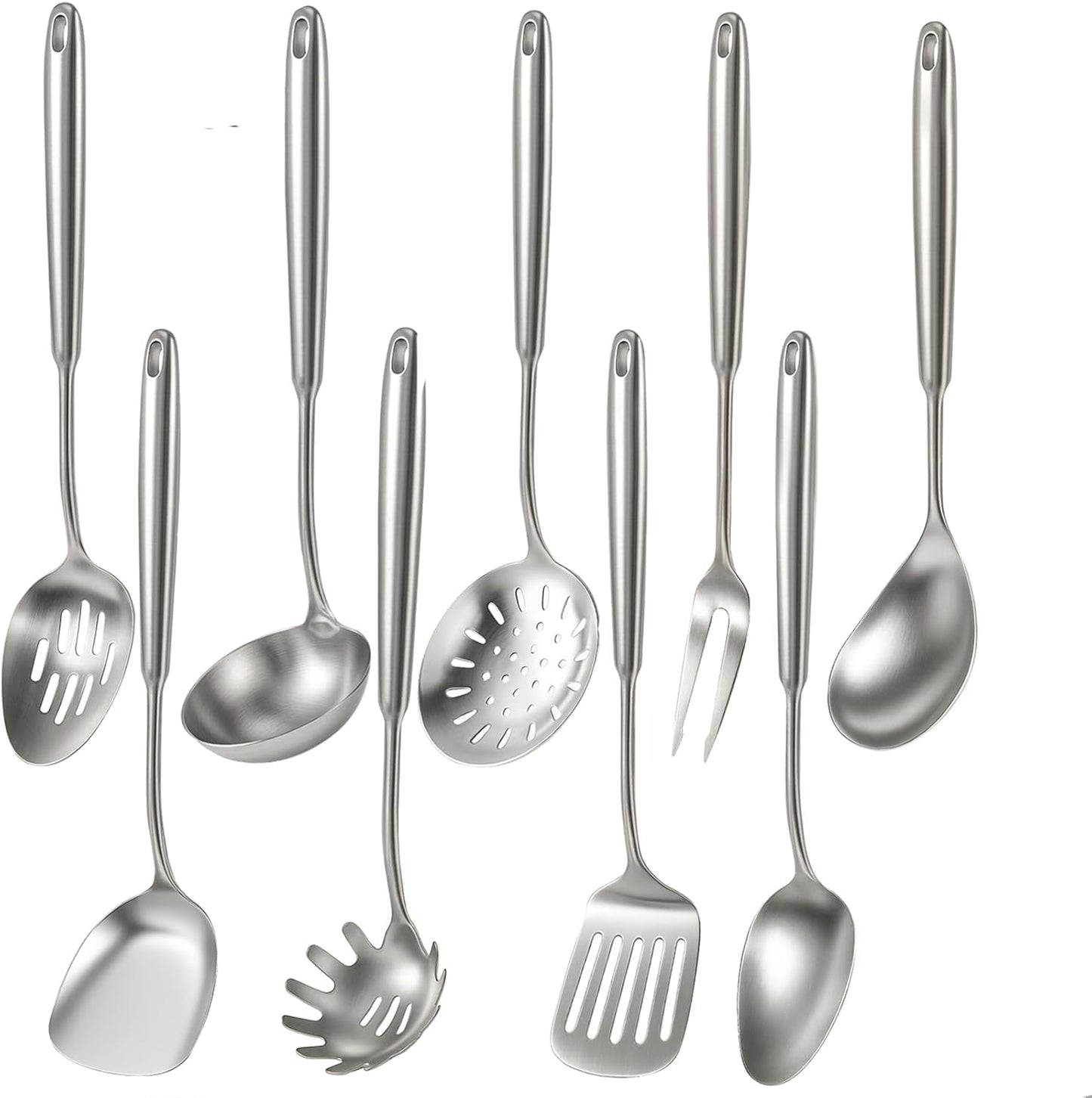 Newness 9-Piece Stainless Steel Cooking Utensils Set | Durable Kitchen Tools, Dishwasher Safe