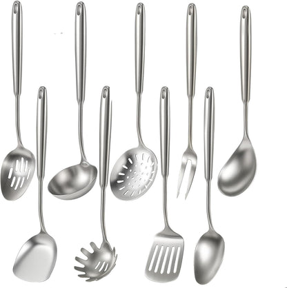 Newness 9-Piece Stainless Steel Cooking Utensils Set | Durable Kitchen Tools, Dishwasher Safe