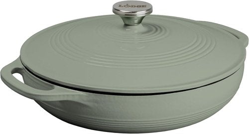 Lodge Essential Enamel Braiser - Induction-Safe & PFAS-Free Cookware - 3.5 Quart, Desert Sage - Oven Safe Up to 500°F