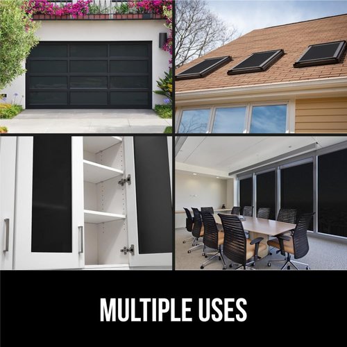 Gorilla Guard Window Privacy Film, Removable Two Way Sun Blocking, Reusable No Residue Stickers, Strong Static Clings to Glass Windows, Decorative Bathroom Door Coverings, 17.5 x 78.7 Inch, Black