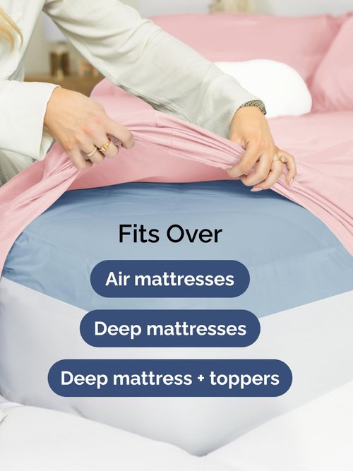 Extra Deep King Fitted Sheet - Hotel Luxury Single Fitted Sheet Only - Easily Fits 18 inch to 24 inch Mattress - Ultra Soft, Wrinkle & Fade Free w/Extra Deep Pockets - Breathable & Comfy - Baby Pink