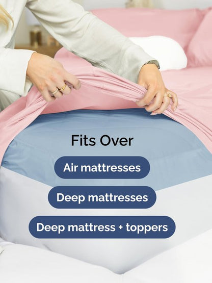 Extra Deep King Fitted Sheet - Hotel Luxury Single Fitted Sheet Only - Easily Fits 18 inch to 24 inch Mattress - Ultra Soft, Wrinkle & Fade Free w/Extra Deep Pockets - Breathable & Comfy - Baby Pink