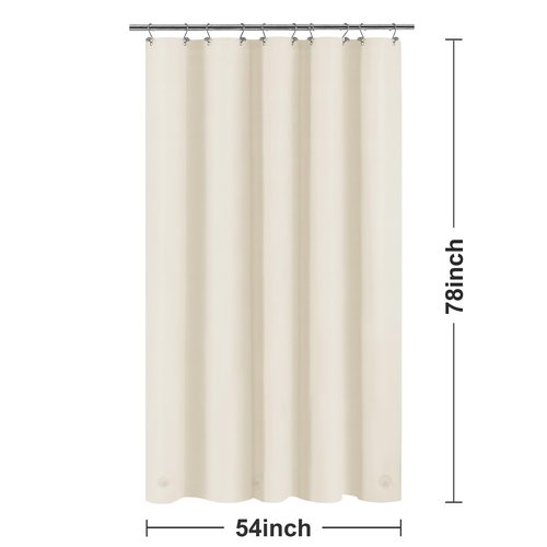 Barossa Design 54W x 78H Stall Shower Curtain Liner Beige - Waterproof Lightweight PEVA Plastic Shower Liner with 3 Magnets & Metal Grommets - Beige