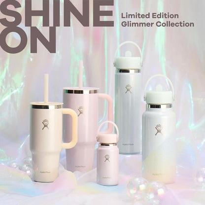 Hydro Flask Water Bottle - Insulated Stainless Steel - Non-Spill Wide Straw Lid | 24 Oz Glimmer Cream