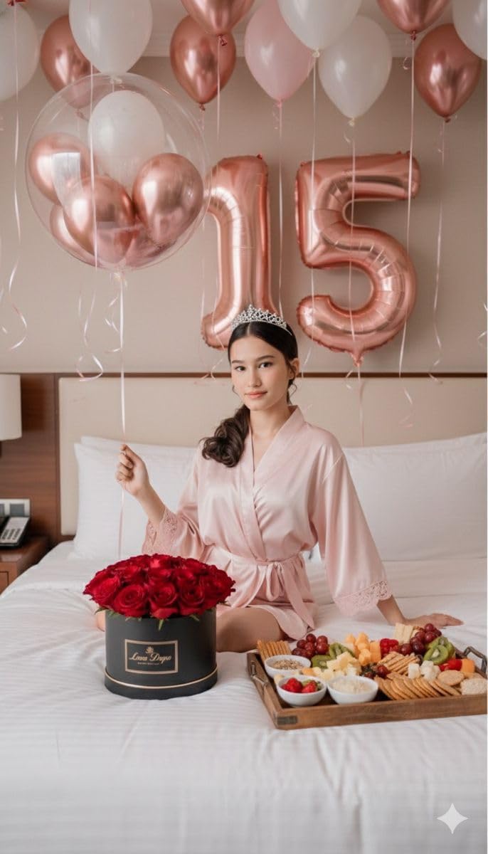 Rose Gold 40-Inch Number 15 Balloons | Big Foil Birthday Decorations for 15th Anniversary Parties