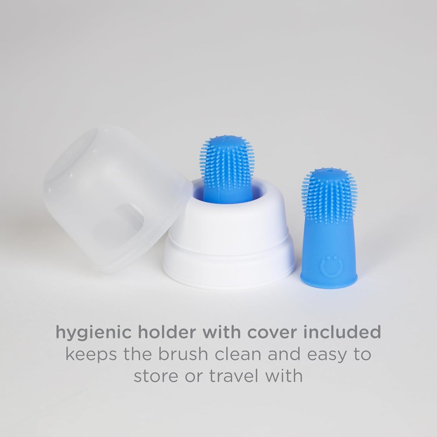 Ubbi Baby Silicone Finger Toothbrush - Food-Grade Platinum Silicone Oral Care for Infants | 2 Pack, Polaris Blue