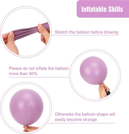 RUBFAC Dusty Purple Balloons - 129-Piece Latex Garland Kit for Weddings, Baby Showers & Birthdays | 5-18 Inch Sizes
