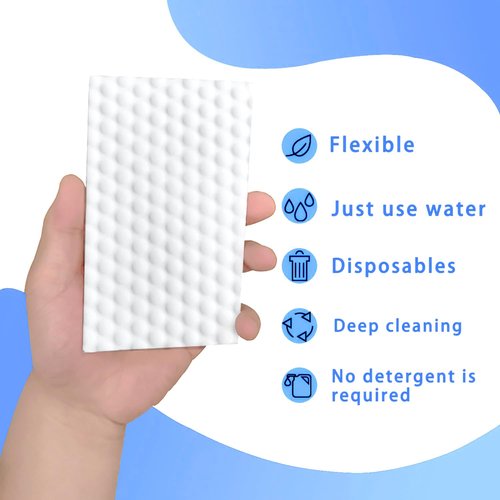 Magic Cleaning Sponge Eraser Sheets,50 Count Convex Point Melamine Sponge, Thickened, Long Lasting, Disposable Cleaner Pads Eraser Wipes for Kitchen Shoe Furniture Bathroom Hard-to-Reach Places