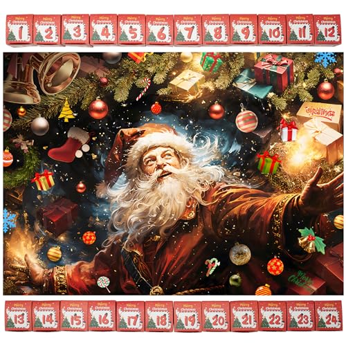 Christmas Jigsaw Puzzle Advent Calendar 2026 - 1008 Pieces with Santa Theme, Holiday Countdown Gift for Families & Adults