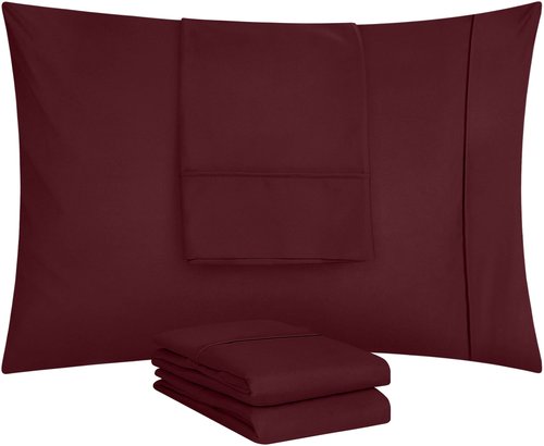 Utopia Bedding King Pillow Cases - 4 Pack - Envelope Closure - Soft Brushed Microfiber Fabric - Shrinkage and Fade Resistant Pillow Covers King Size 20 X 40 Inches (King, Burgundy)