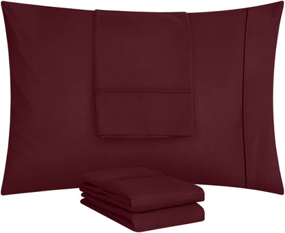 Utopia Bedding Queen Pillow Cases - 4 Pack - Envelope Closure - Soft Brushed Microfiber Fabric - Shrinkage and Fade Resistant Pillow Covers Queen Size 20 X 30 Inches (Queen, Burgundy)