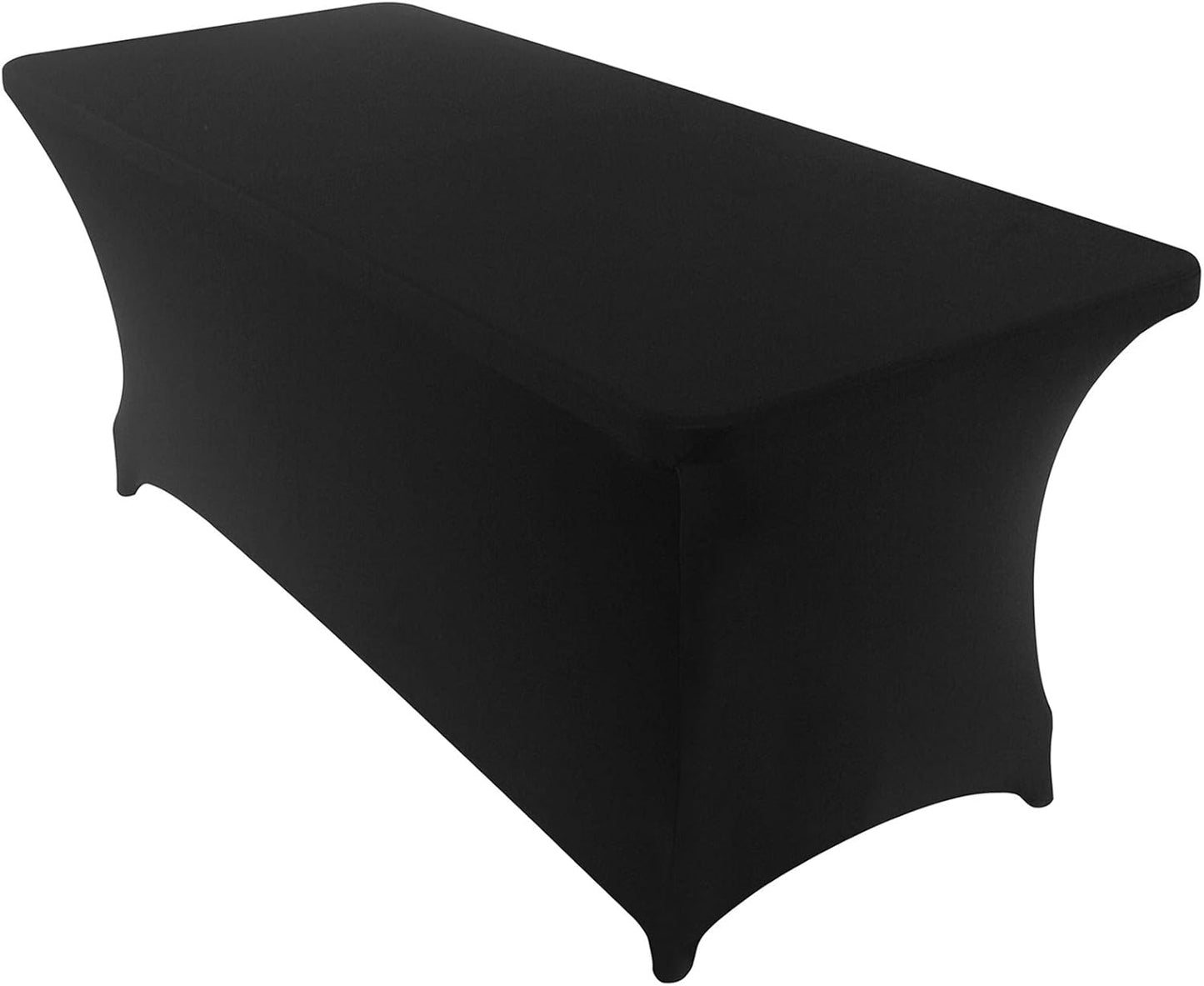 Peomeise 8FT Spandex Table Cover - Rectangular Stretch Tablecloth in Black for Events & Parties