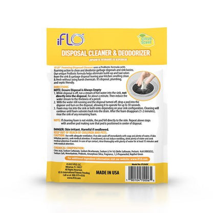 iFLO Foaming Garbage Disposal Cleaner Pods with iFLOBiotic – Powerful Garbage Disposal Foaming Action for Sink, Food Waste & Odor Removal – Disposal Cleaner Pods, 6 Pack