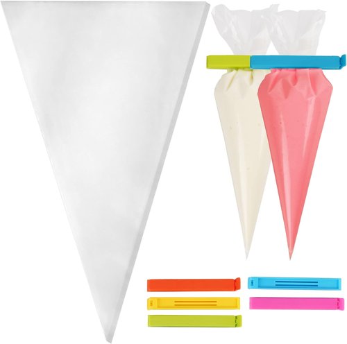 LotFancy Piping Bags - Extra Thick 18 Inch Disposable Pastry Bags with 5 Clips | Pack of 100 for Cake Decorating