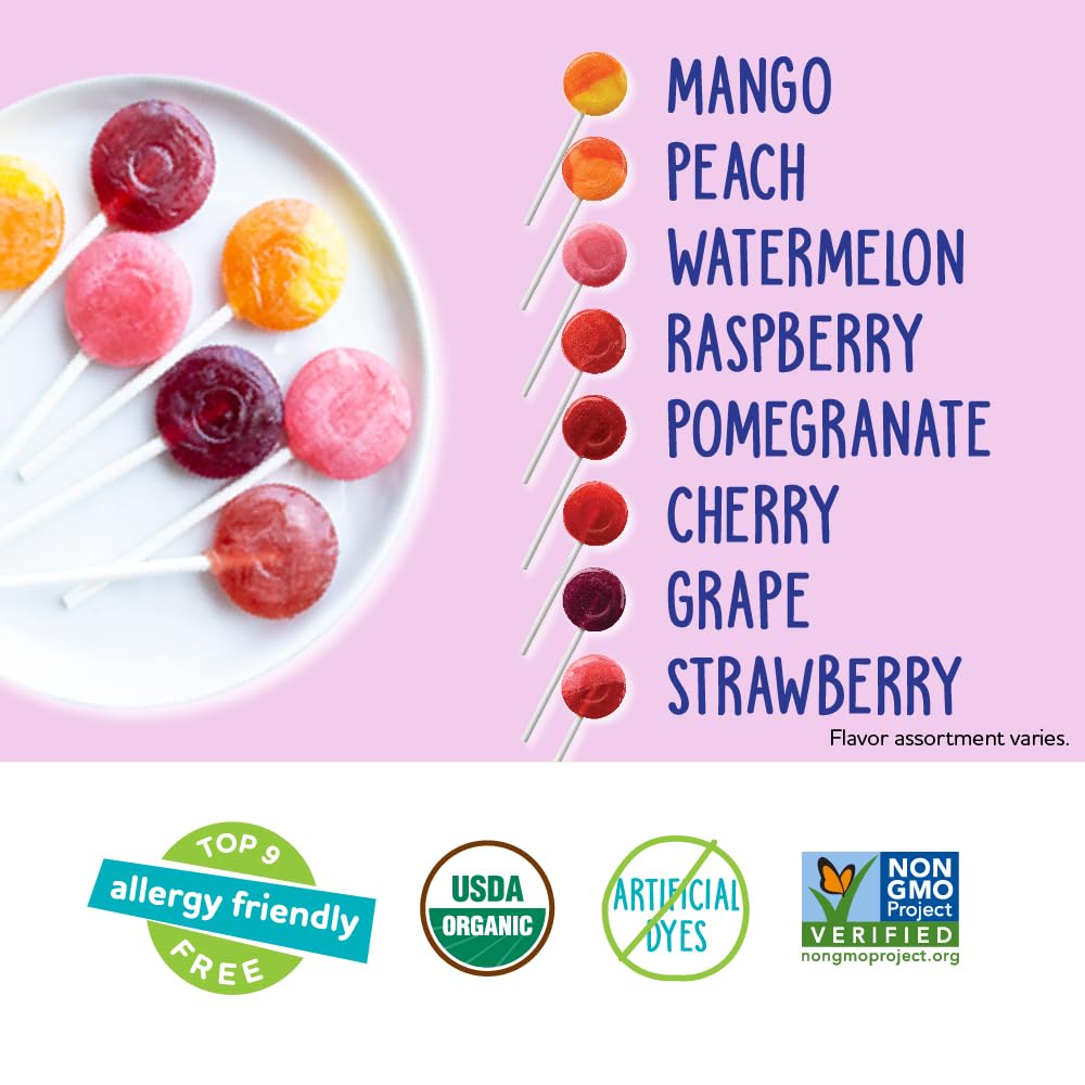 YumEarth Organic Vitamin C Pops - 40 Fruit Flavored Lollipops | Allergy Friendly, Gluten Free, Vegan
