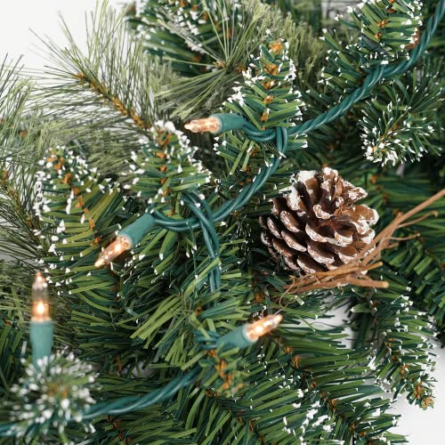 Prelit Christmas Garland with Pine Cones Snow Style 9 Ft Battery Operated - Pinecone Variation