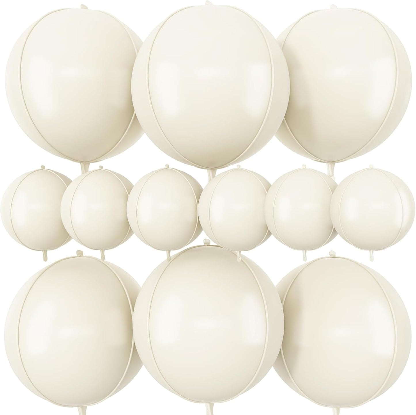 Skiennix 12Pcs Cream White Round Foil Balloons - 22" & 10" Mylar Ivory Balloons for Boho Weddings & Parties