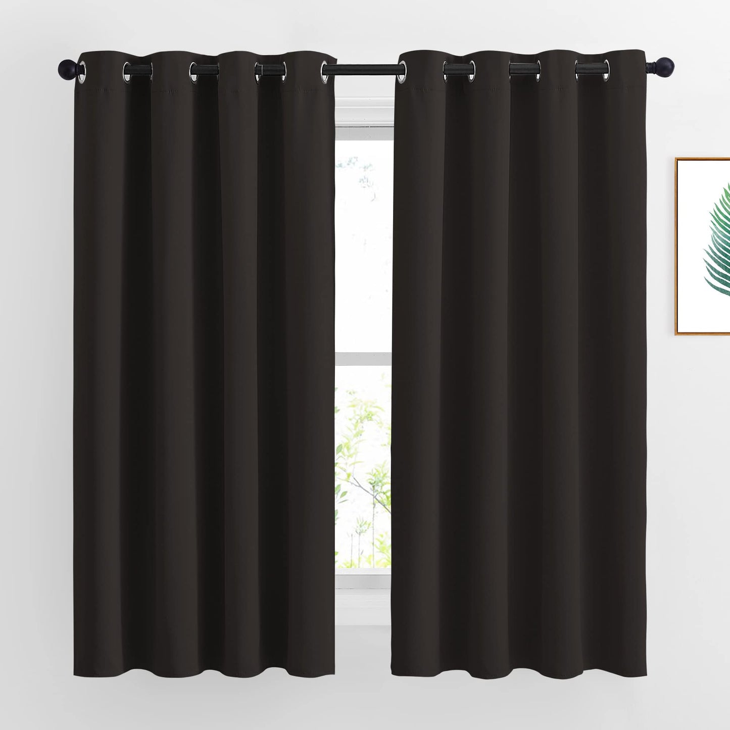 NICETOWN Blackout Curtains Panels for Window - Triple Weave Energy Saving Thermal Insulated Solid Grommet Blackout Drapes for Kitchen (1 Pair, 52 inches by 63 Inch, Toffee Brown)