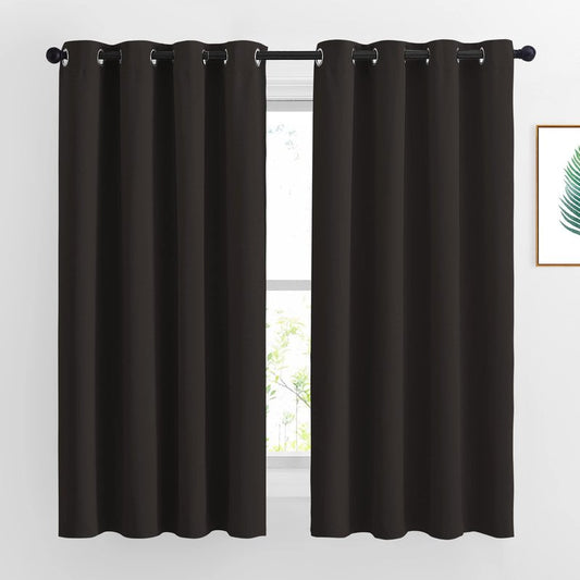 NICETOWN Blackout Curtains Panels for Window - Triple Weave Energy Saving Thermal Insulated Solid Grommet Blackout Drapes for Kitchen (1 Pair, 52 inches by 63 Inch, Toffee Brown)