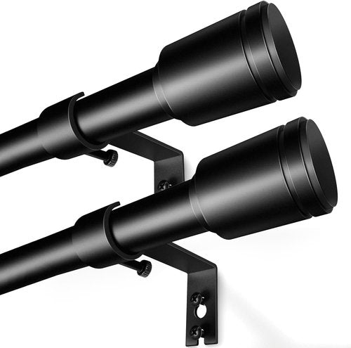 Adjustable Black Curtain Rods by [Brand Name] | 30-120 Inch for Windows | 5/8” Diameter | 2 Pack