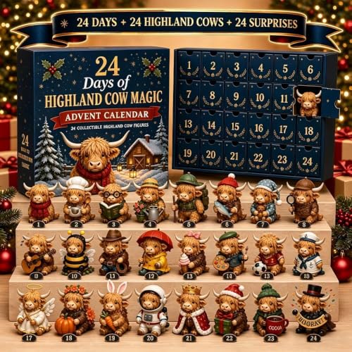 24 Days Highland Cow Advent Calendar - FF Christmas Holiday Countdown