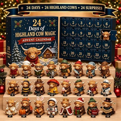 24 Days Highland Cow Advent Calendar - FF Christmas Holiday Countdown
