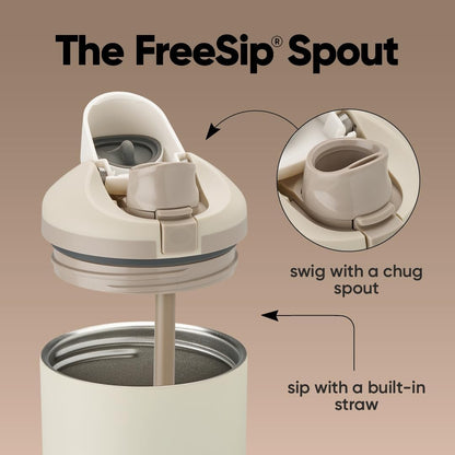Owala FreeSip Tumbler - 40 Oz Stainless Steel - Stylish Tan (Lightly Toasted) for On-the-Go Hydration