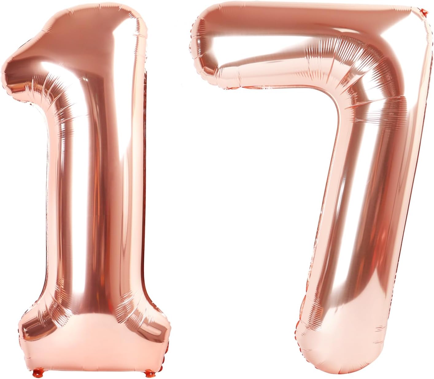 Numbers 17 Balloon - 40 Inch Rose Gold Foil Decoration for 17th Birthday & Anniversary Celebrations