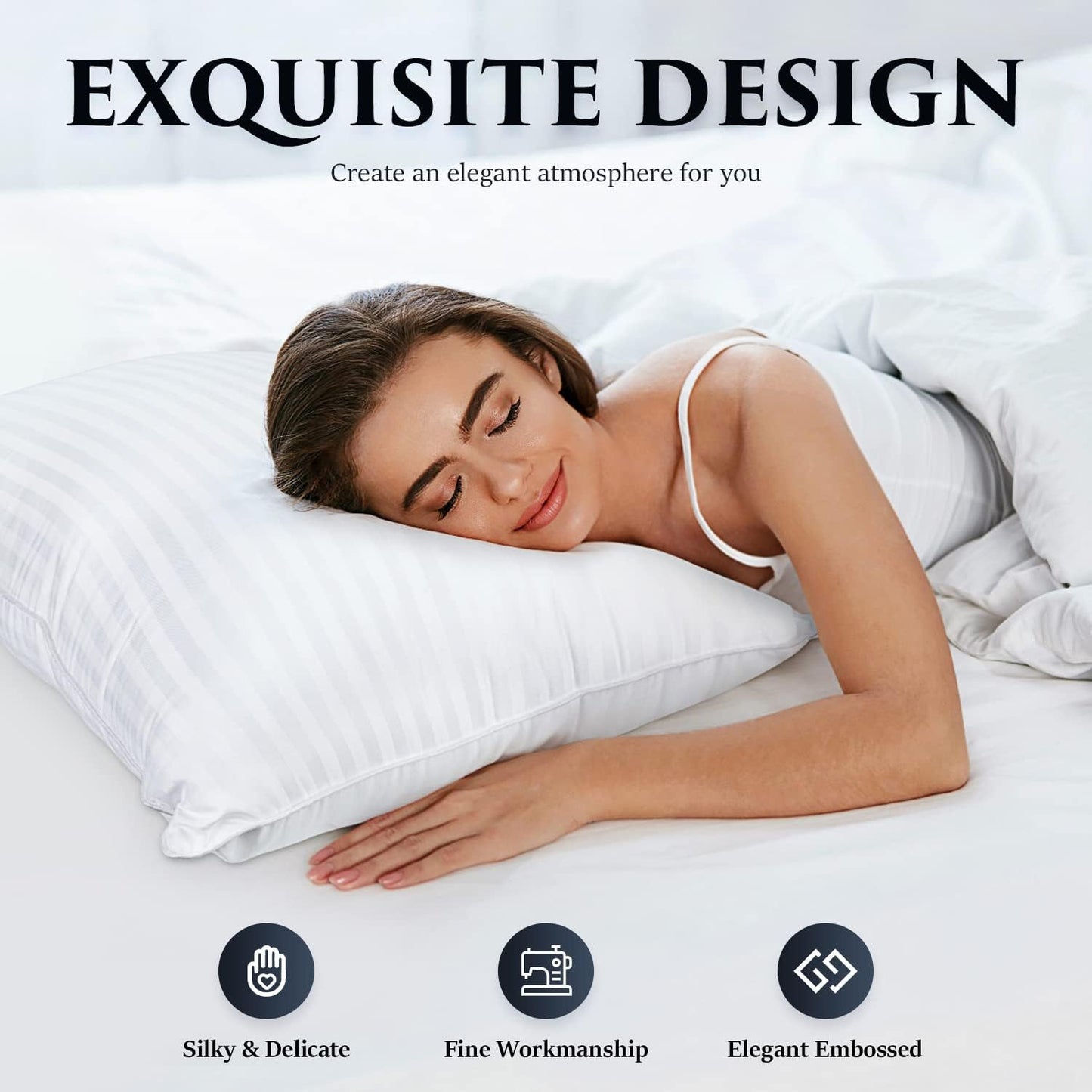 COZSINOOR Queen Size Bed Pillows - Hotel Quality Cooling Microfiber Set of 2 for All Sleep Positions