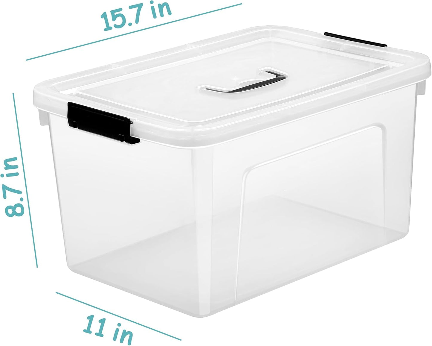 Skiennix 19 Quart Plastic Storage Bins - Stackable Clear Organizing Boxes with Lids | 6-Pack
