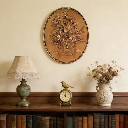 SIKOO Vintage Gold Flower Wall Sculpture - Hand-Painted Ornate Wall Art for Kitchen, Bedroom, Living Room