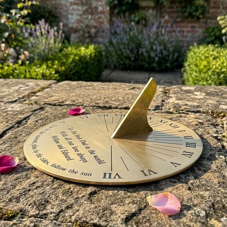 Personalised Brass Garden Sundial Clock 10 Inch – Custom Engraved Outdoor Roman Numerals
