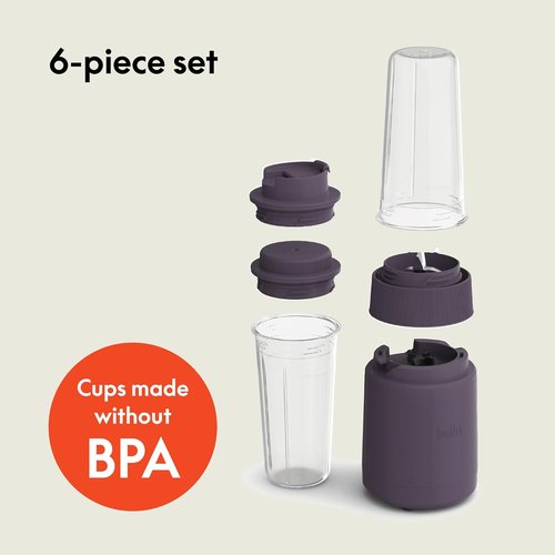 Bella Portable Rocket Blender - 6 Pcs Juicer & Smoothie Maker | BPA-Free, 240W Motor, Plum Color