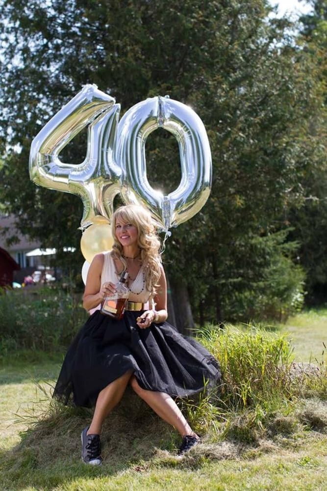 Skiennix 40-Inch Silver Number Balloon - Glamorous 40th Birthday Party Decoration for Men & Women