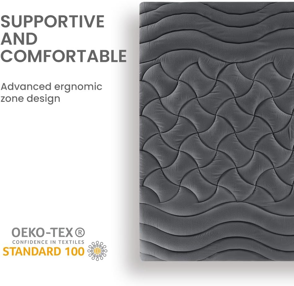 Sleep Zone Cooling Queen Mattress Topper - Premium Breathable Pad Cover | Deep Pocket 8-21" (Grey)