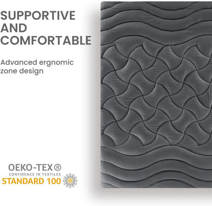 Sleep Zone Cooling Queen Mattress Topper - Premium Breathable Pad Cover | Deep Pocket 8-21" (Grey)