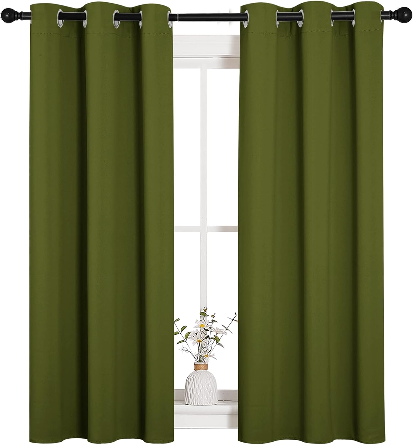NICETOWN Blackout Curtain Panels - Thermal Insulated Drapes for Christmas | Olive Green, 34x54 Inch (1 Pair)