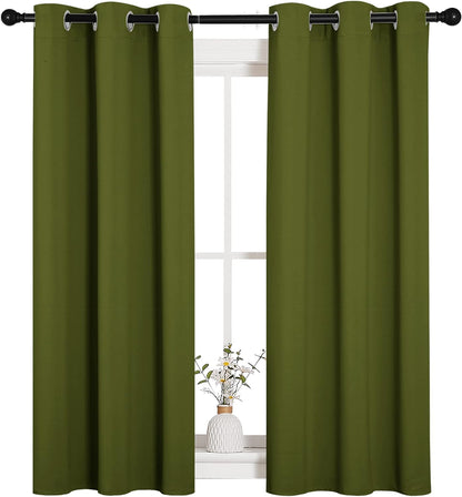 NICETOWN Blackout Curtain Panels - Thermal Insulated Drapes for Christmas | Olive Green, 34x54 Inch (1 Pair)