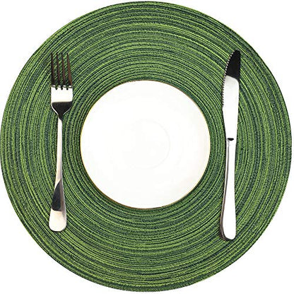 WAZAIGUR 14-Inch Round Placemats Set of 6 - Hunter Green